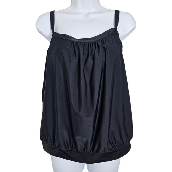 Cupshe Womens Black Tankini Set M Adjustable Straps Boy Shorts Ruched Beach - Picture 5 of 13